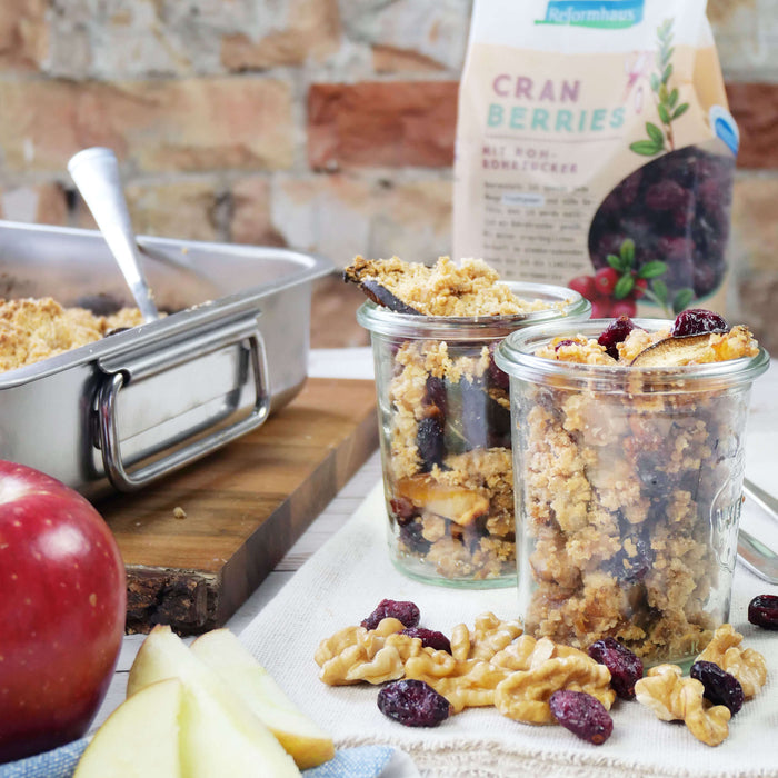 Apfel-Cranberry-Crumble