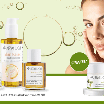 Kaufen Sie auf riformhaus.com vom 15.-28.02. ARYA LAYA Produkte für mind. 29 Euro und erhalten Sie die Reisegröße Olive Tag & Nachtpflege Reisegröße gratis dazu.