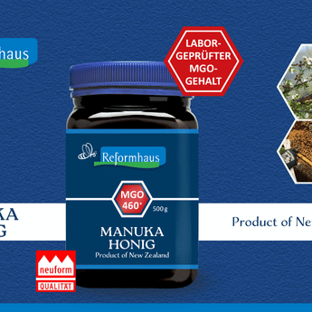 Gewinnen Sie jetzt 1 von 5 echten&nbsp;Manuka-Honigen (à 500 g) der Marke Reformhaus® mit einer kraftvollen MGO-Stärke 460+ Kenner!