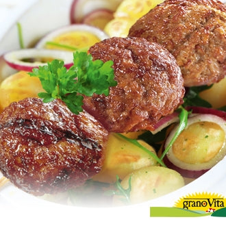 Vegetarische Frikadellen an Salbeikartoffeln