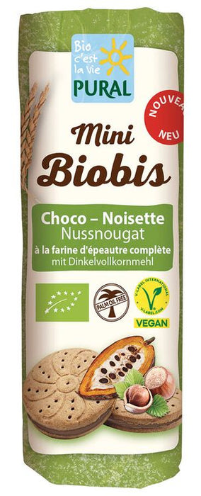 Pural - Mini Biobis Nussnougat Dinkel Doppelkeks Vegan, 85g