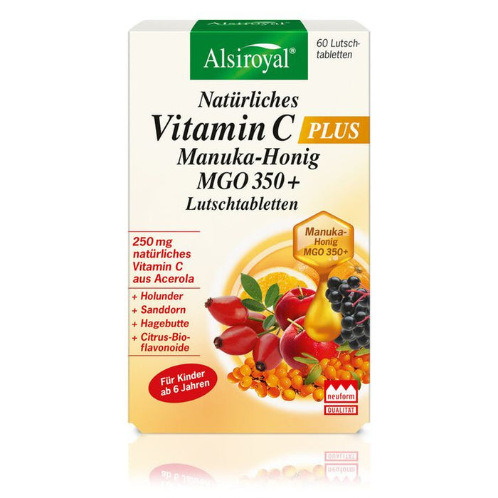 Alsiroyal - Natürliches Vitamin C PLUS Manuka-Honig MGO 350+ , 60 Lutschtabletten