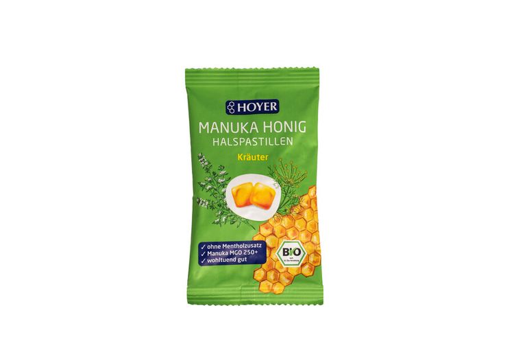 HOYER - Manukahonig Halspastillen Kräuter, 30g