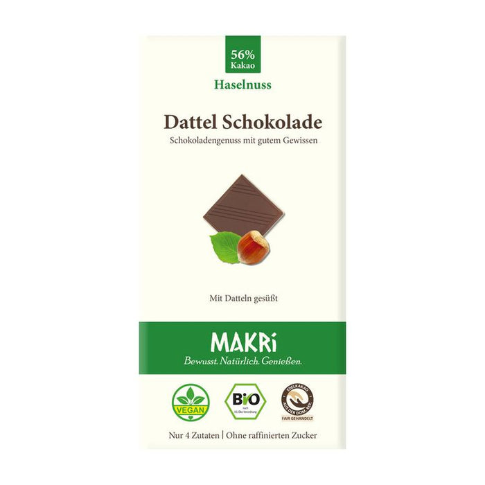 Makri - Bio Dattel Schokolade - Haselnuss 56%, 85g