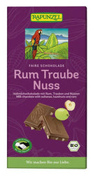 Rapunzel - Vollmilch Schokolade Rum-Traube-Nuss HIH, 100g