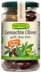 Rapunzel - Gemischte Oliven mit Kräutern, ohne Stein geölt, 170g