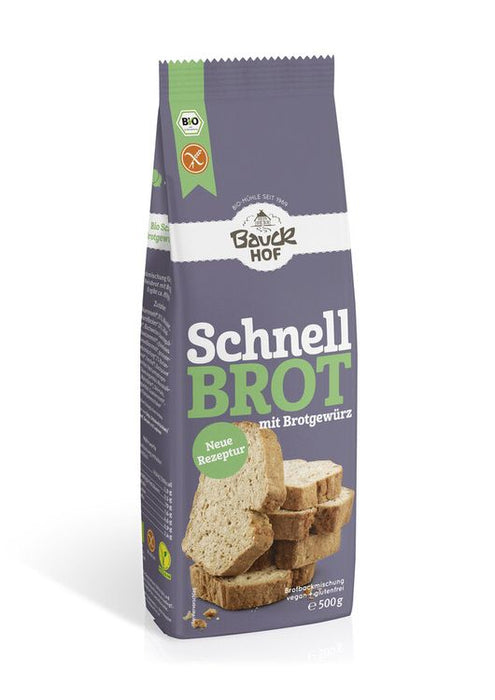 Bauck Mühle - Schnellbrot mit Brotgewürz glutenfrei Bio, 500g