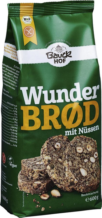 Bauck - Wunderbrot mit Nüssen glutenfrei bio 600g