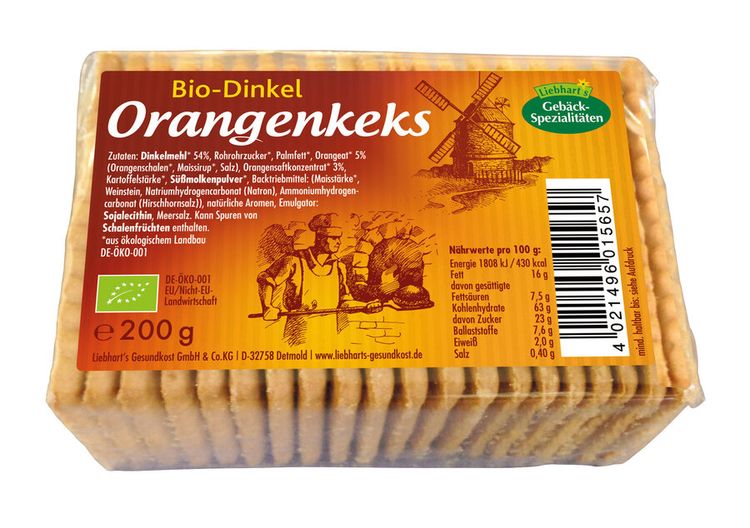 Liebharts - Dinkel-Orangen-Keks bio, 200g