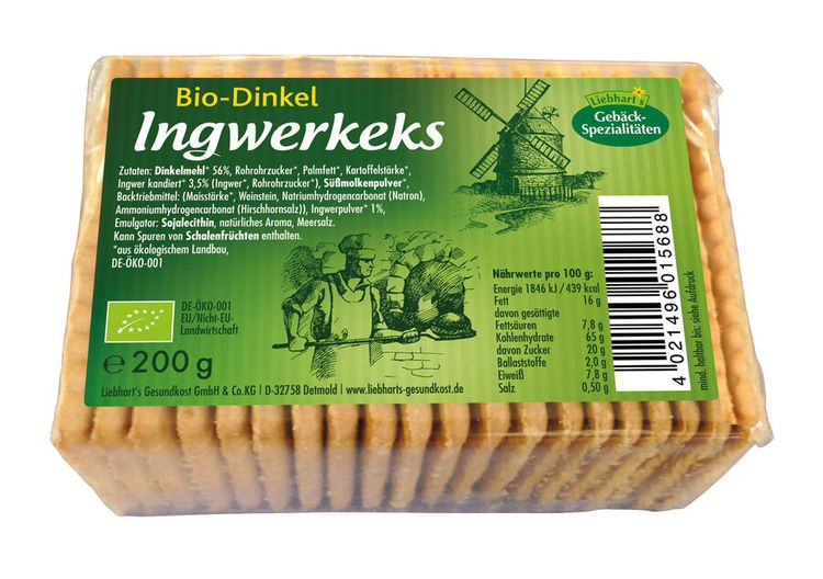 Liebharts - Dinkel-Ingwer-Keks bio, 200g