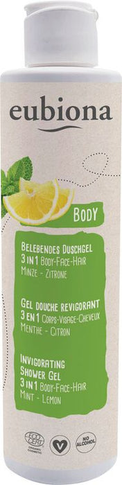 Eubiona - Belebendes Duschgel 3 in 1 Minze-Zitrone, 200ml