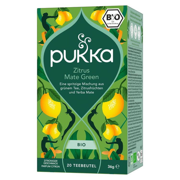 Pukka - Bio-Kräutertee Zitrus Mate Green mit Guarana, 36g