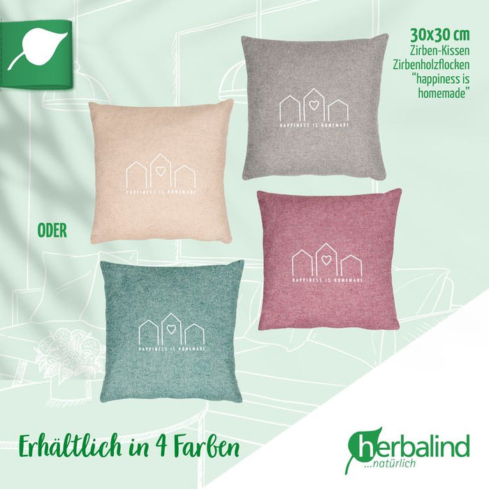 Herbalind - Flanell Zirbenkissen 30x30cm, hellgrau