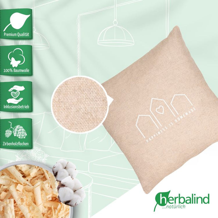 Herbalind - Flanell Zirbenkissen 30x30cm, natur