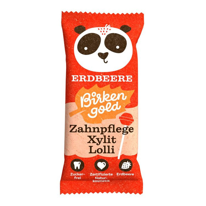 Birkengold - Zahnpflege Xylit Lolli Erdbeere, 6g