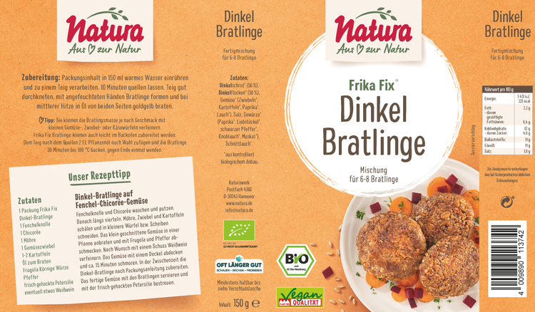 Natura - Frika Fix Bio Dinkel-Bratlinge 150g