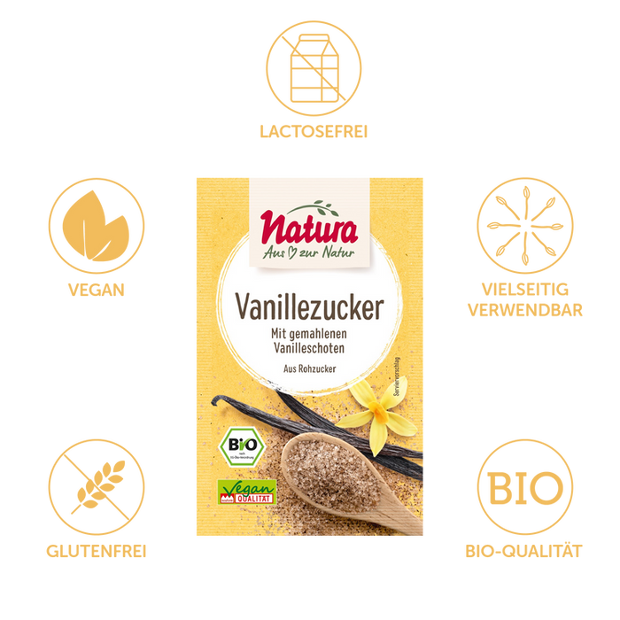 Natura -  Vanille-Zucker mit Rohzucker 5er-Pack bio, 40g