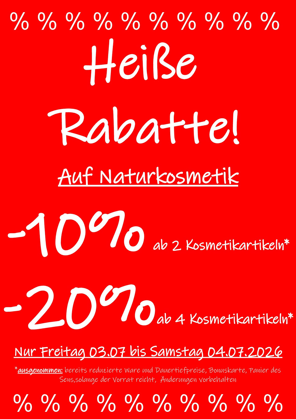 Heiße Rabatte auf Naturkosmetik vom 03.07. - 04.07. im Reformhaus Wißgott