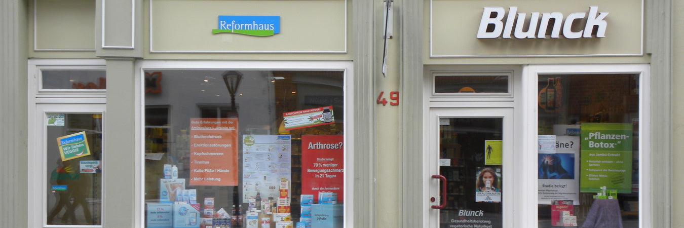 Schaufenster Reformhaus Blunck in Lüneburg